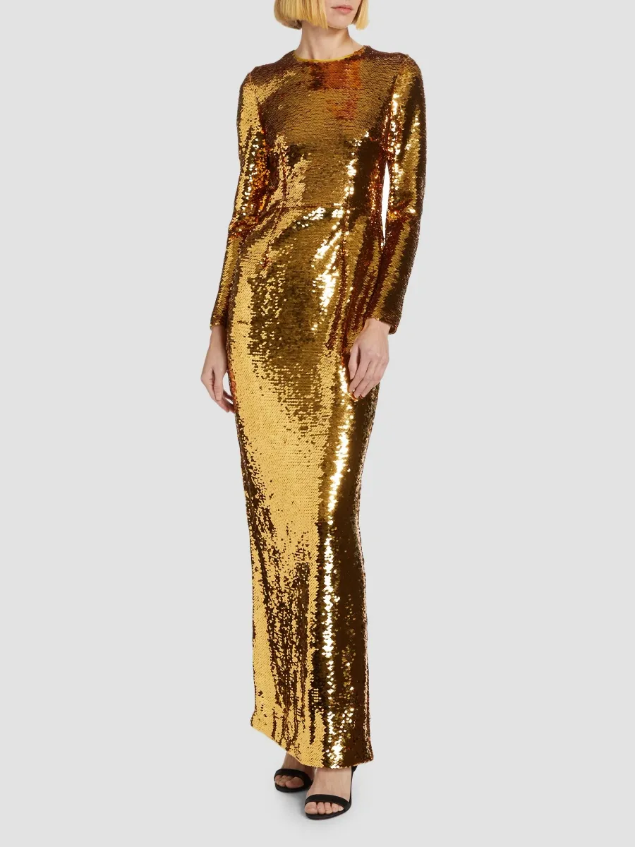 Dolce & Gabbana Women's Sequined Long-Sleeve Gown | Thumbnail 2