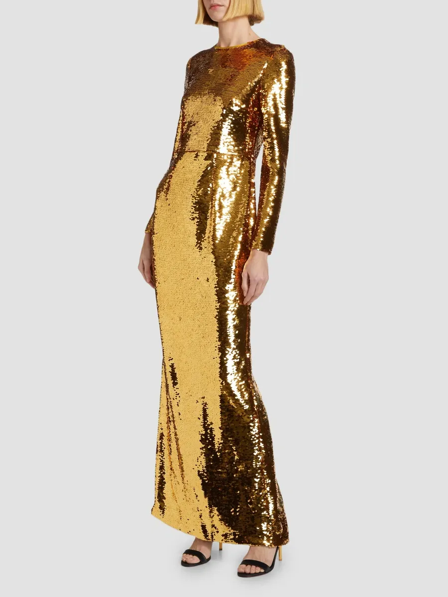 Dolce & Gabbana Women's Sequined Long-Sleeve Gown | Thumbnail 3