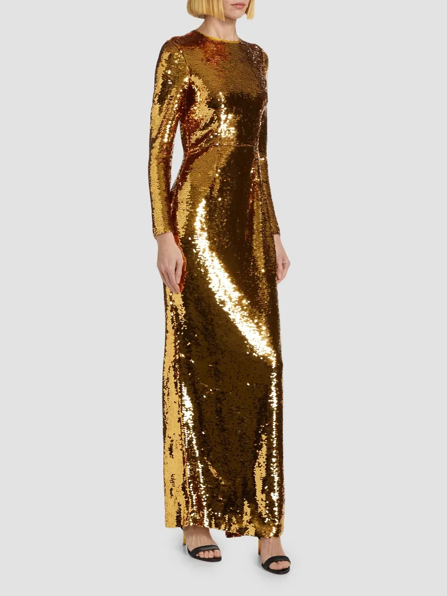 Dolce & Gabbana Women's Sequined Long-Sleeve Gown | Thumbnail 4