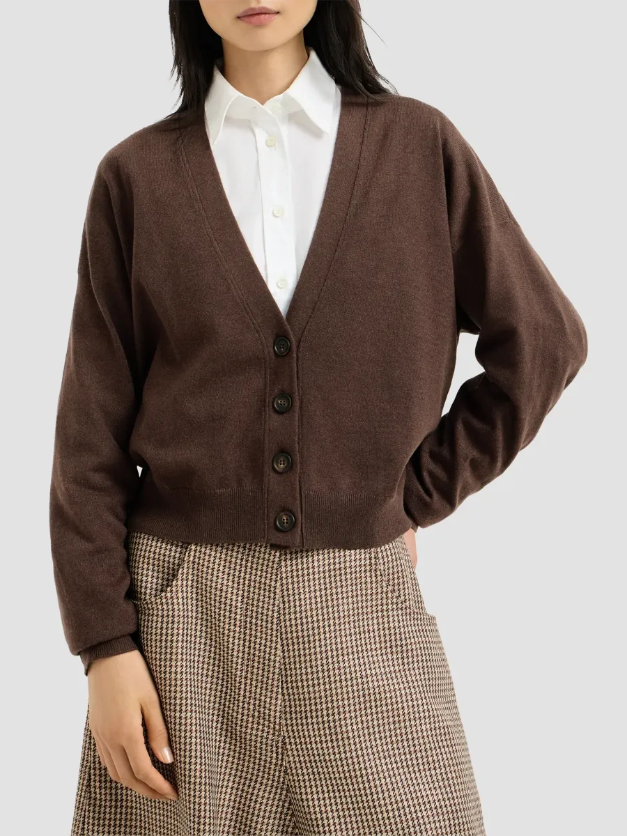 Brunello Cucinelli Women's Cashmere Cardigan with Monili - Pine Cone Brown | Thumbnail 3 Brunello Cucinelli Women's Cashmere Cardigan with Monili - Pine Cone Brown | Thumbnail 3