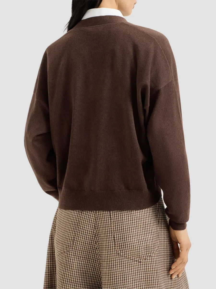 Brunello Cucinelli Women's Cashmere Cardigan with Monili - Pine Cone Brown | Thumbnail 4 Brunello Cucinelli Women's Cashmere Cardigan with Monili - Pine Cone Brown | Thumbnail 4