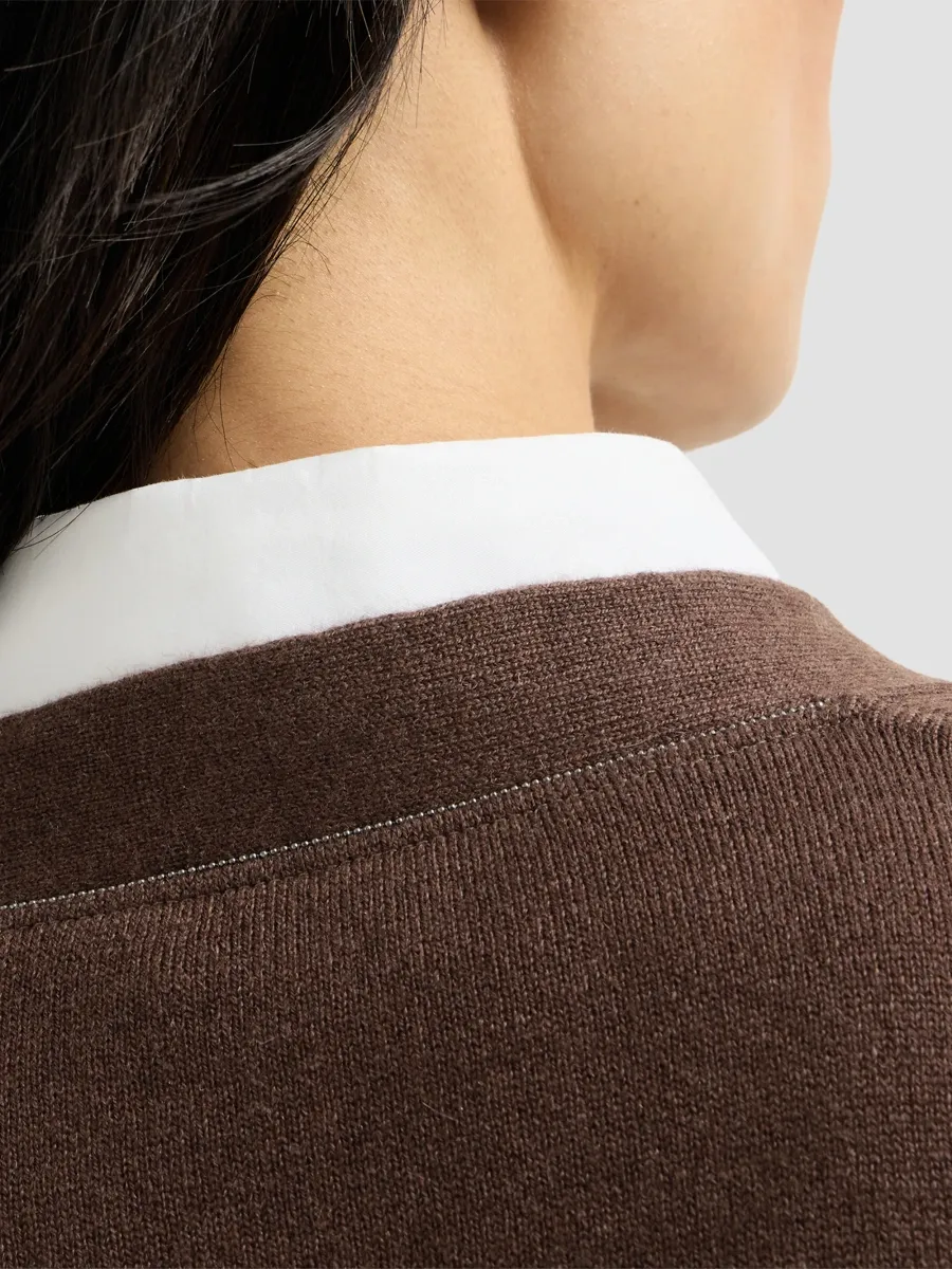 Brunello Cucinelli Women's Cashmere Cardigan with Monili - Pine Cone Brown | Thumbnail 6 Brunello Cucinelli Women's Cashmere Cardigan with Monili - Pine Cone Brown | Thumbnail 6
