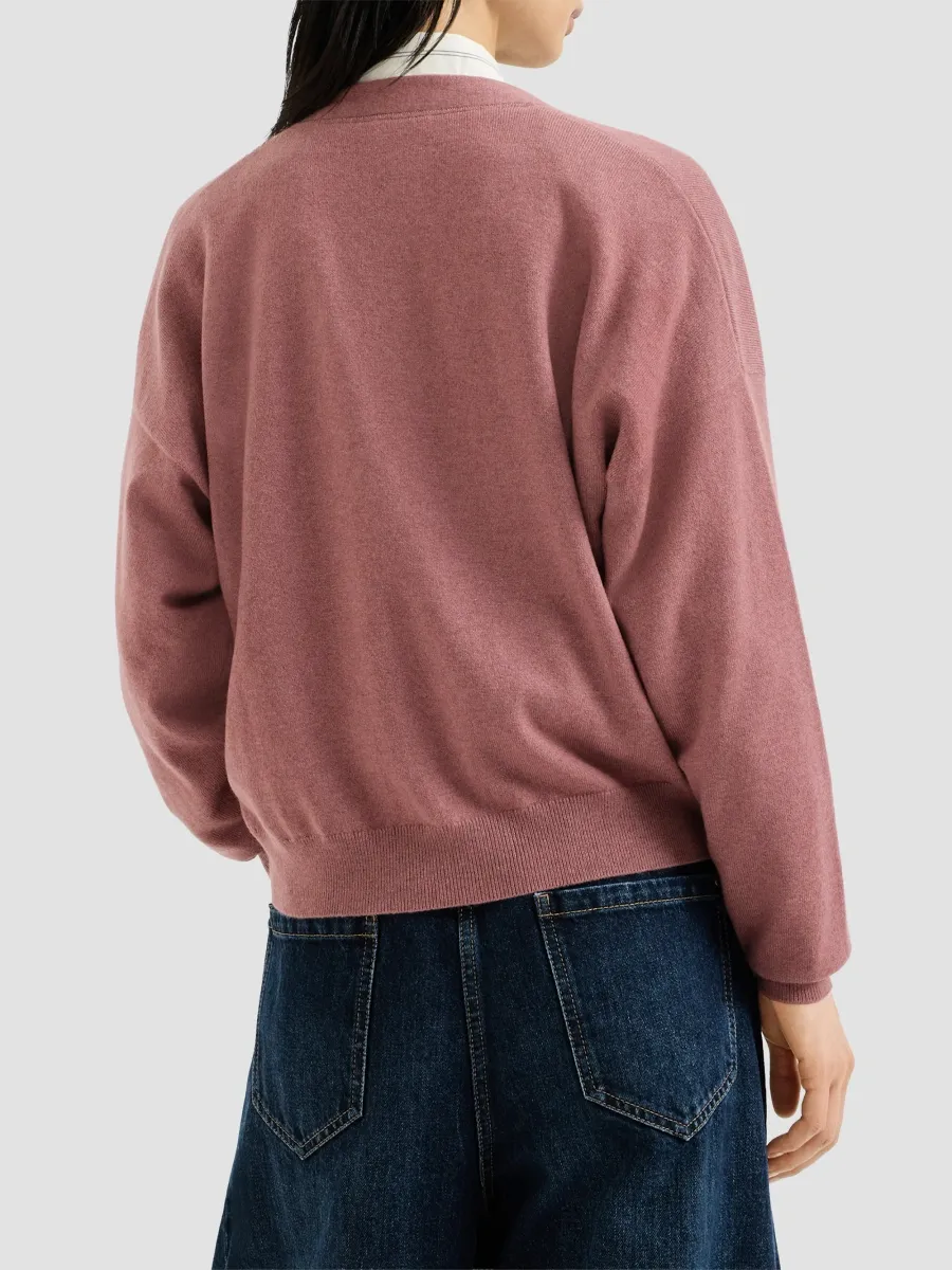 Brunello Cucinelli Women's Cashmere Cardigan with Monili - Purple | Thumbnail 3