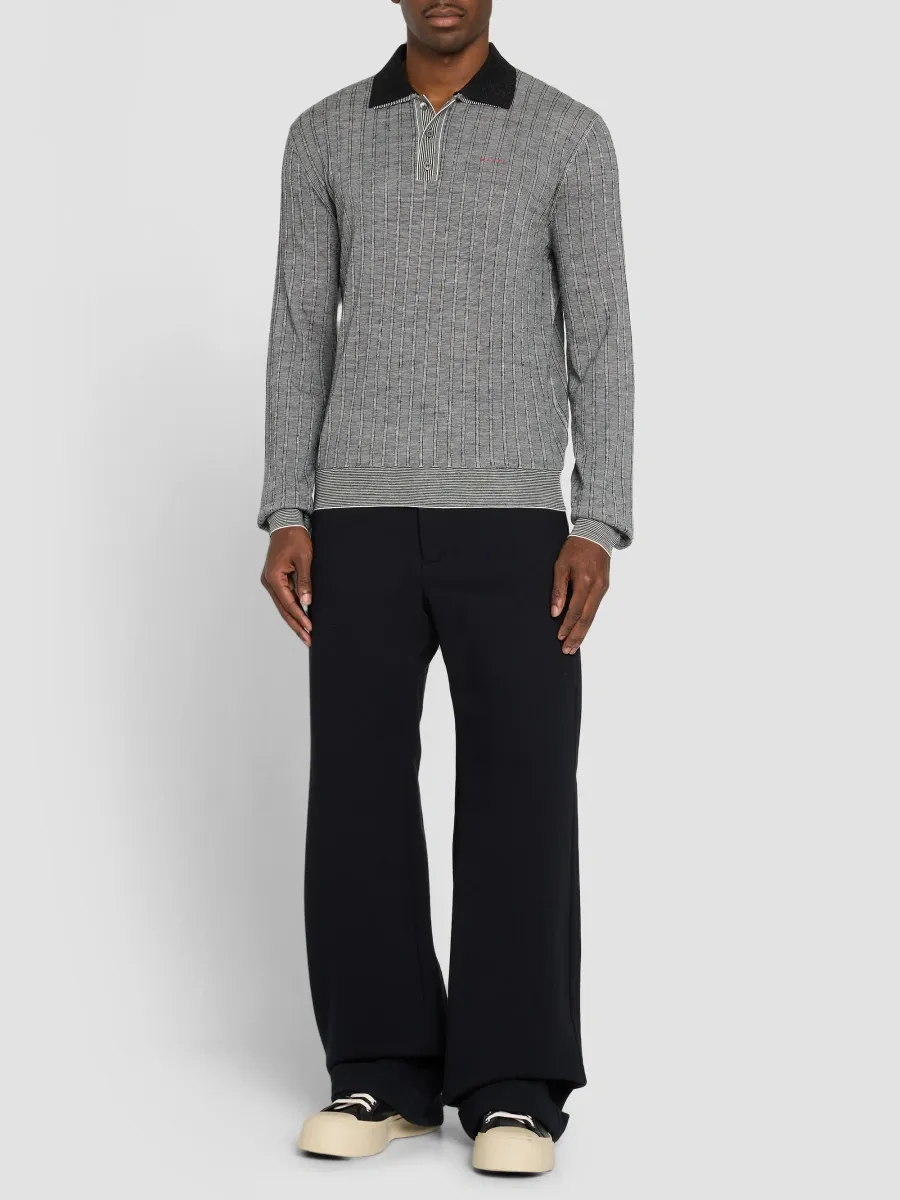 Marni Men's Wool Long-Sleeve Polo Shirt | Thumbnail 2 Marni Men's Wool Long-Sleeve Polo Shirt | Thumbnail 2