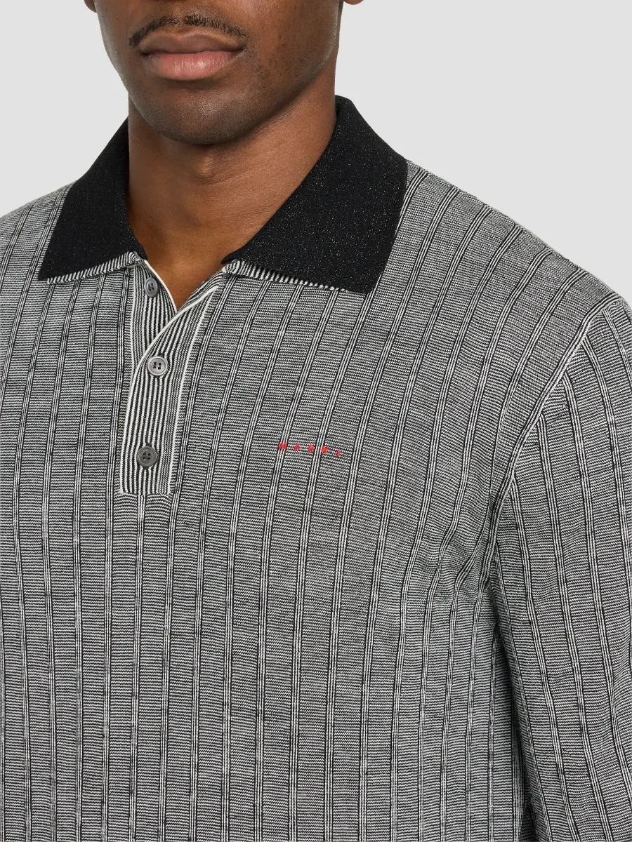 Marni Men's Wool Long-Sleeve Polo Shirt | Thumbnail 5 Marni Men's Wool Long-Sleeve Polo Shirt | Thumbnail 5