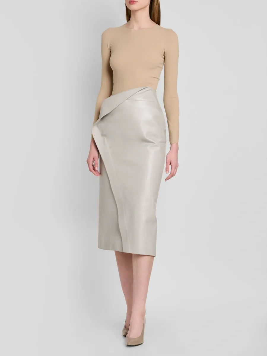 Jil Sander Women's Wrap Leather Midi Skirt | Thumbnail 2 Jil Sander Women's Wrap Leather Midi Skirt | Thumbnail 2