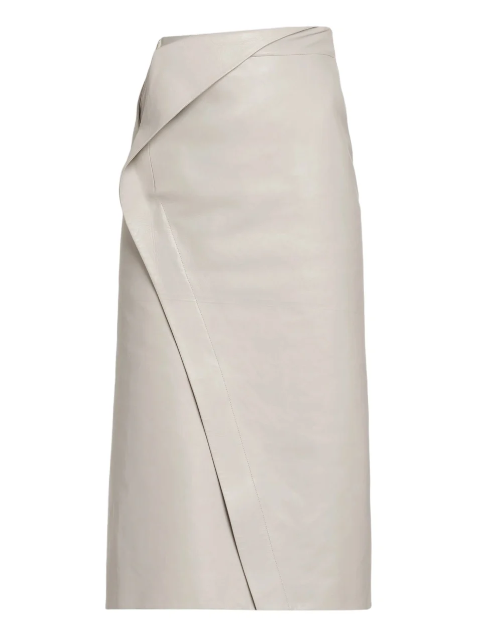 Jil Sander Women's Wrap Leather Midi Skirt