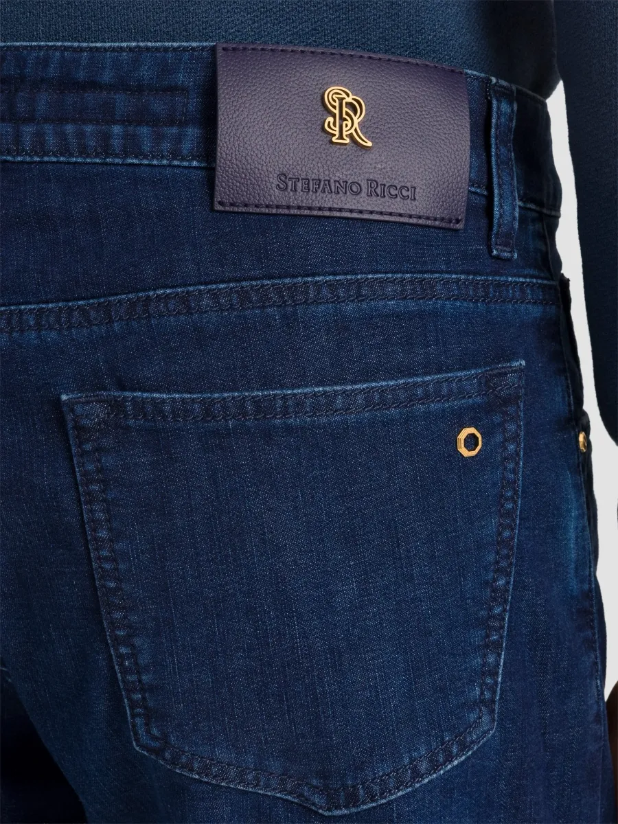 Stefano Ricci Men's Cotton Blend Tapered Jeans | Thumbnail 4
