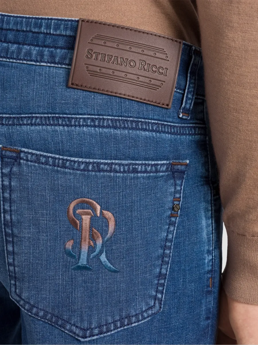 Stefano Ricci Men's Cotton Blend Tapered Jeans | Thumbnail 4 Stefano Ricci Men's Cotton Blend Tapered Jeans | Thumbnail 4