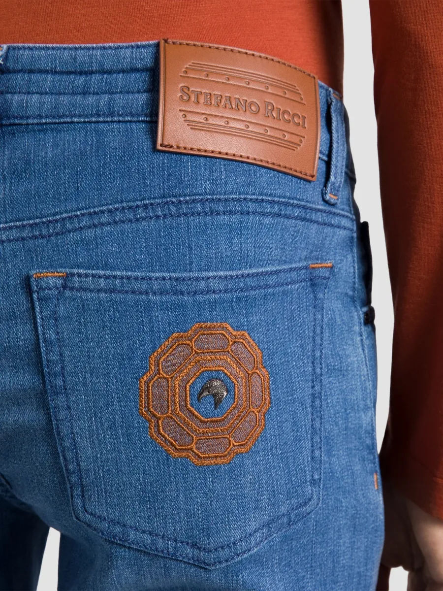 Stefano Ricci Men's Cotton Blend Tapered Jeans | Thumbnail 4 Stefano Ricci Men's Cotton Blend Tapered Jeans | Thumbnail 4