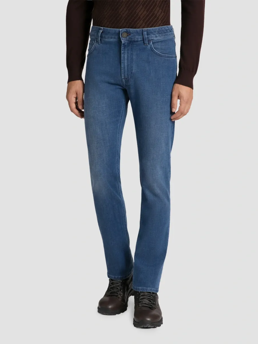 Stefano Ricci Men's Cotton Blend Tapered Jeans | Thumbnail 2