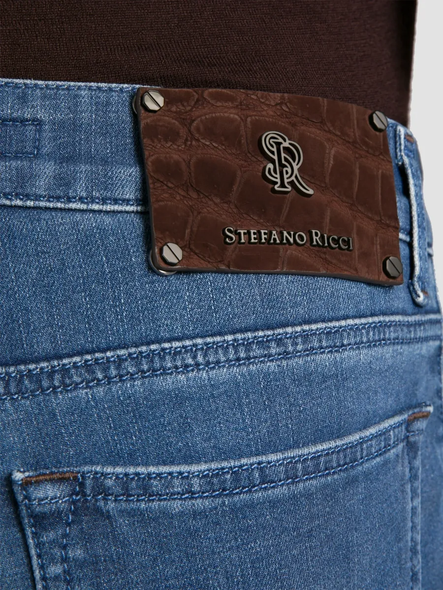 Stefano Ricci Men's Cotton Blend Tapered Jeans | Thumbnail 4