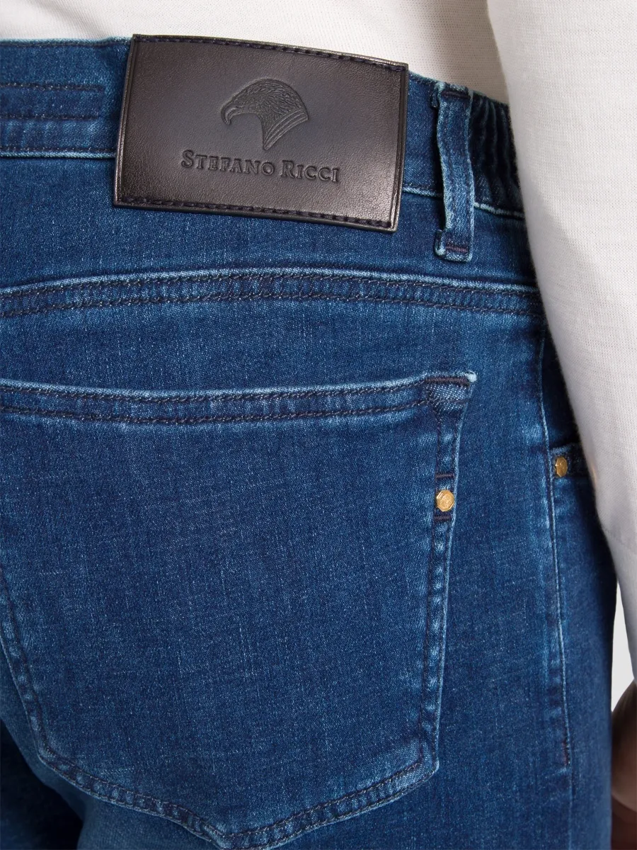 Stefano Ricci Men's Cotton Blend Tapered Jeans | Thumbnail 5