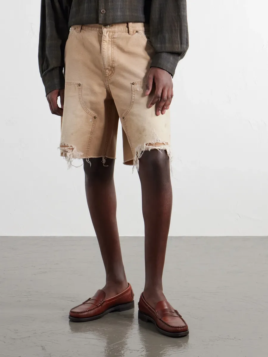 John Elliott Desert Snow Straight-Leg Paint-Splattered Distressed Denim Shorts - Men | Thumbnail 3 John Elliott Desert Snow Straight-Leg Paint-Splattered Distressed Denim Shorts - Men | Thumbnail 3
