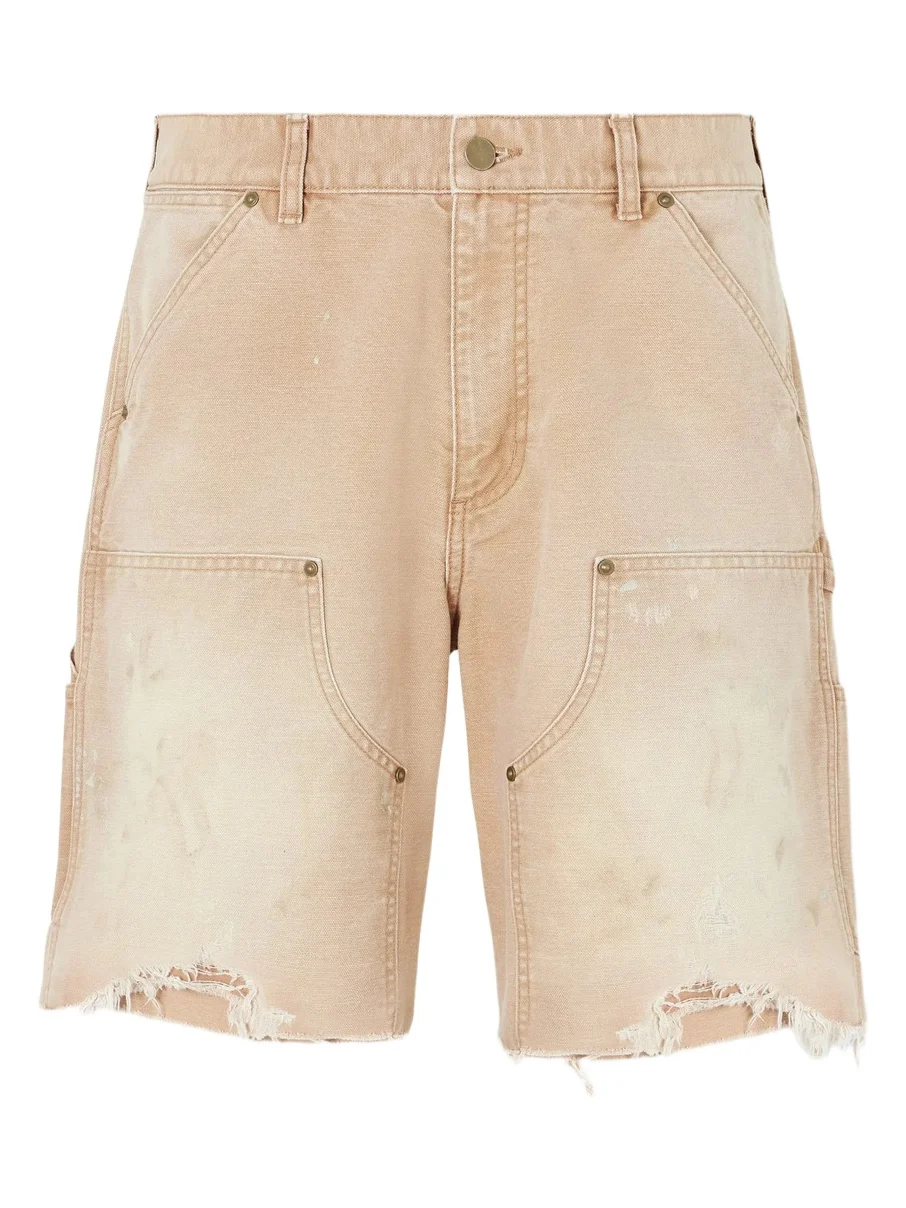 Desert Snow Straight-Leg Paint-Splattered Distressed Denim Shorts - Men