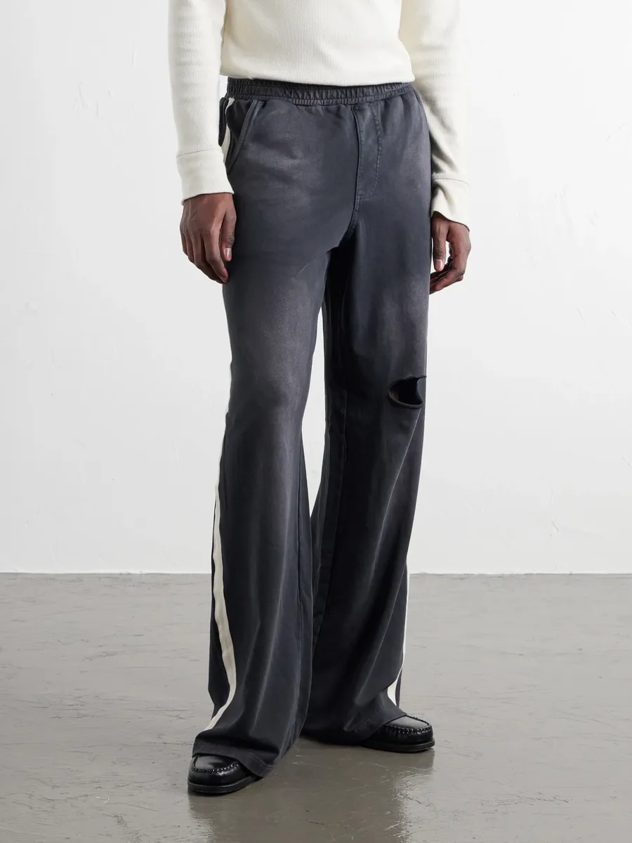 424 Wide-Leg Striped Distressed Cotton-Jersey Sweatpants - Men | Thumbnail 3 424 Wide-Leg Striped Distressed Cotton-Jersey Sweatpants - Men | Thumbnail 3