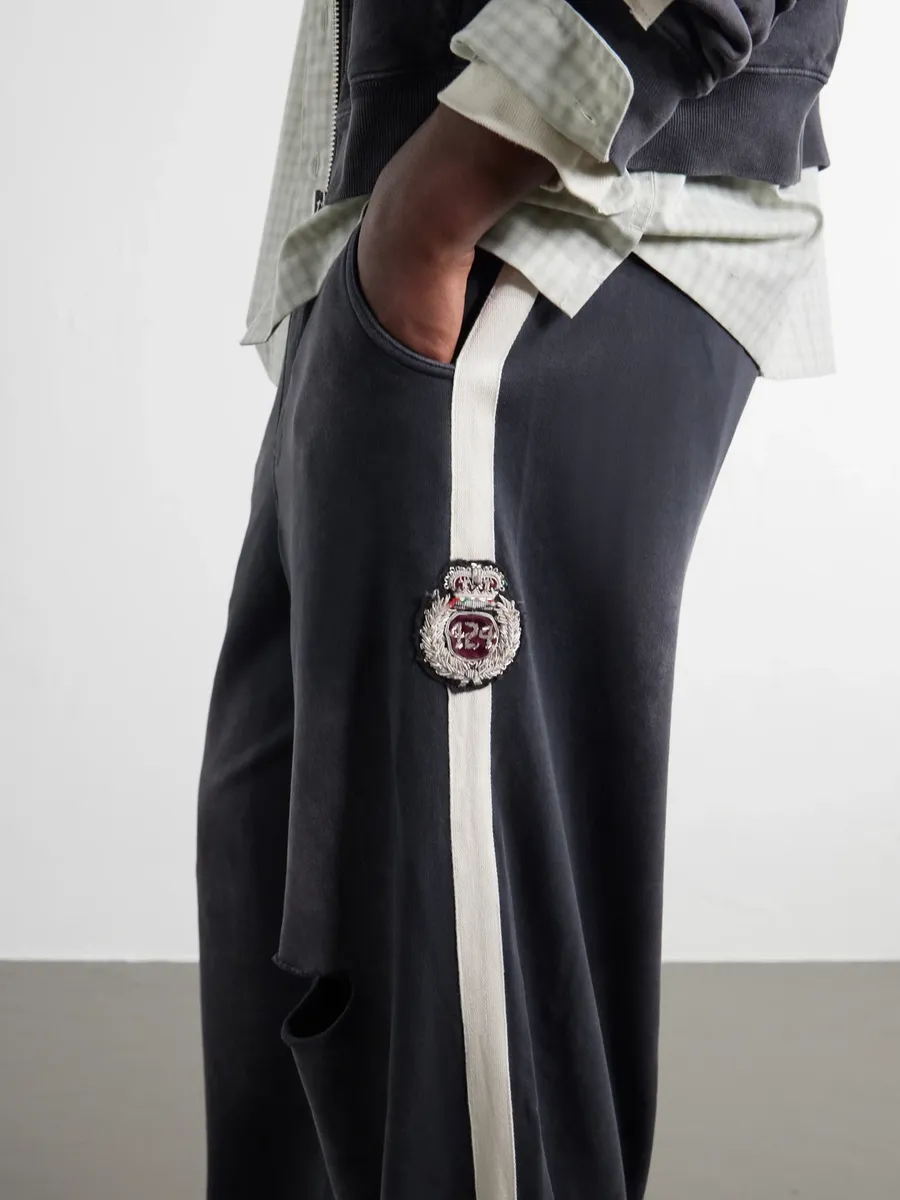 424 Wide-Leg Striped Distressed Cotton-Jersey Sweatpants - Men | Thumbnail 5 424 Wide-Leg Striped Distressed Cotton-Jersey Sweatpants - Men | Thumbnail 5