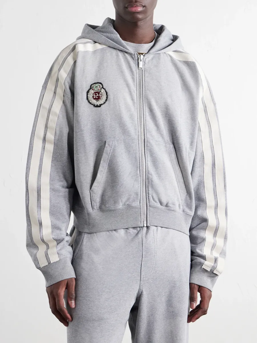 424 Logo-Appliquéd Distressed Cotton-Jersey Hoodie - Men | Thumbnail 3 424 Logo-Appliquéd Distressed Cotton-Jersey Hoodie - Men | Thumbnail 3