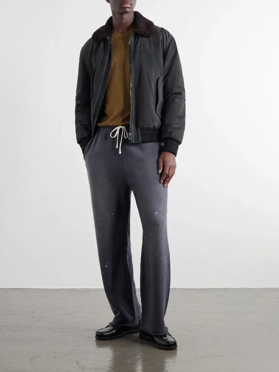 John Elliott Straight-Leg Paint-Splattered Cotton-Jersey Drawstring Sweatpants - Men | Thumbnail 2