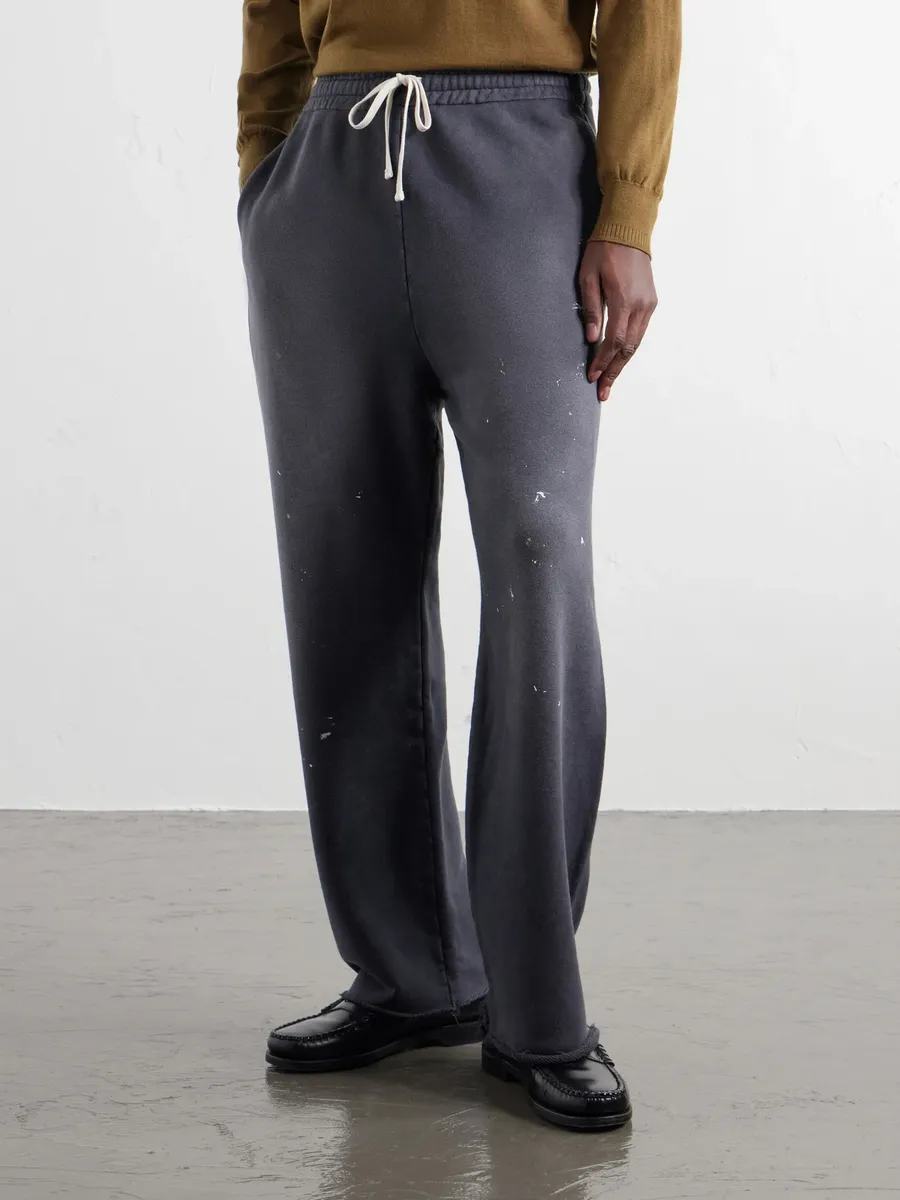 John Elliott Straight-Leg Paint-Splattered Cotton-Jersey Drawstring Sweatpants - Men | Thumbnail 3