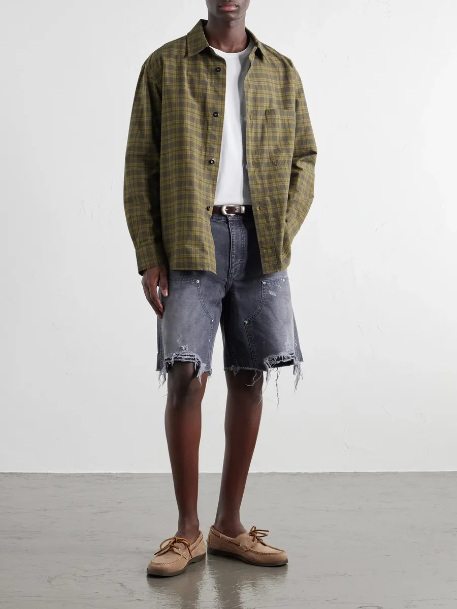 John Elliott Desert Snow Straight-Leg Paint-Splattered Distressed Denim Shorts - Men | Thumbnail 2