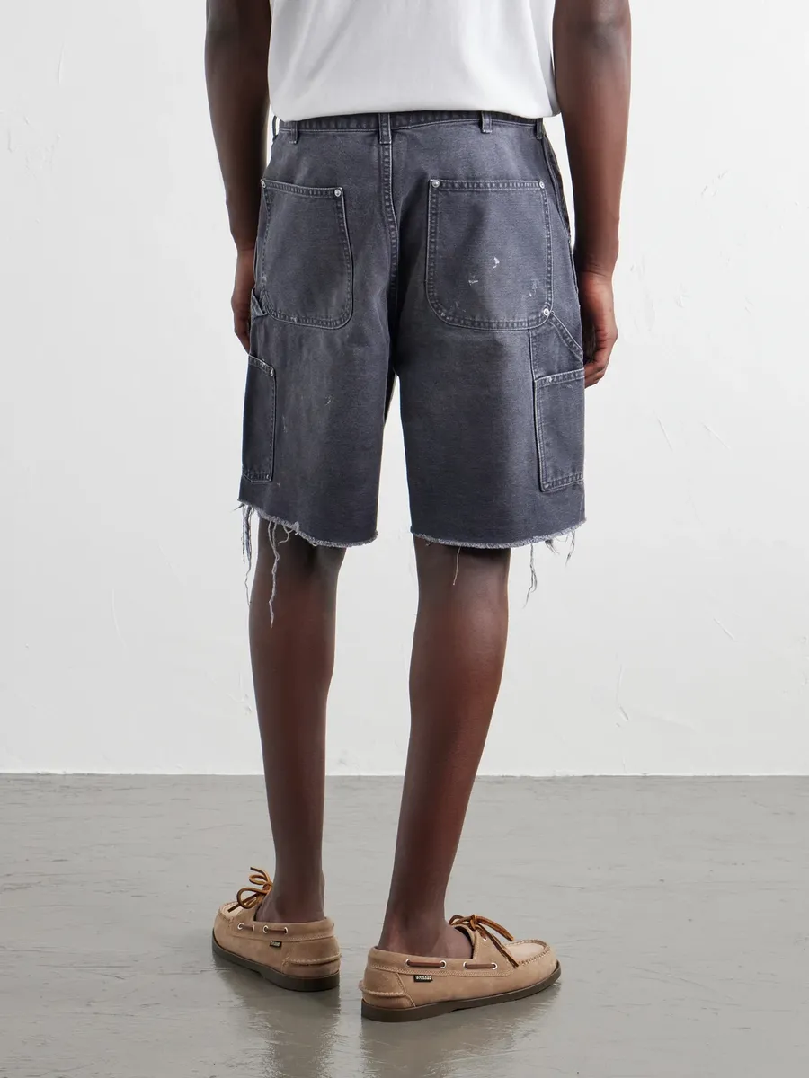 John Elliott Desert Snow Straight-Leg Paint-Splattered Distressed Denim Shorts - Men | Thumbnail 4