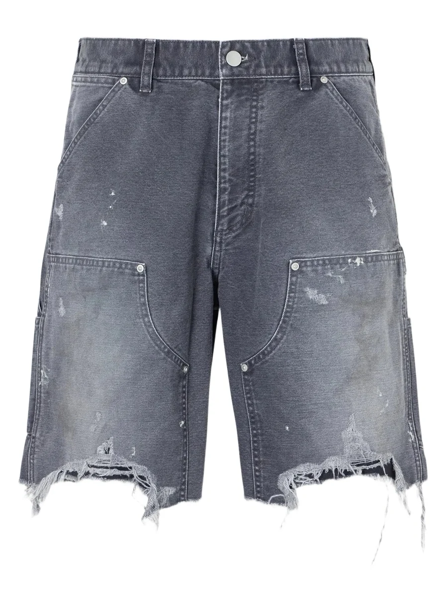 Desert Snow Straight-Leg Paint-Splattered Distressed Denim Shorts - Men