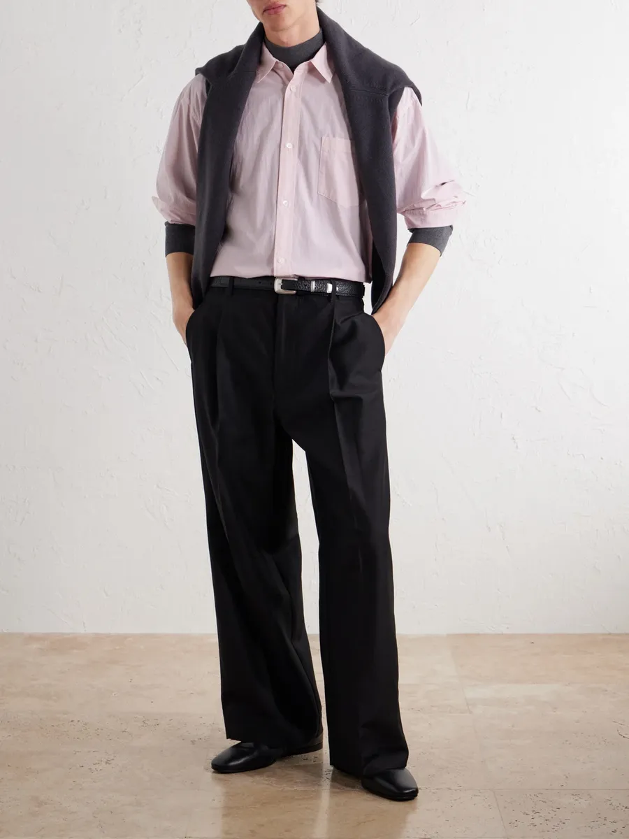 Lemaire Wide-Leg Pleated Wool-Blend Twill Trousers - Men | Thumbnail 2