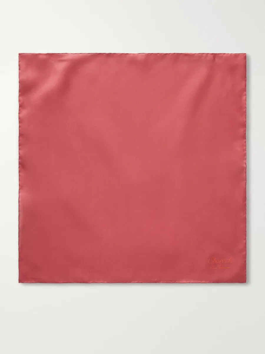 Charvet Logo-Print Silk-Twill Pocket Square - Men | Thumbnail 3