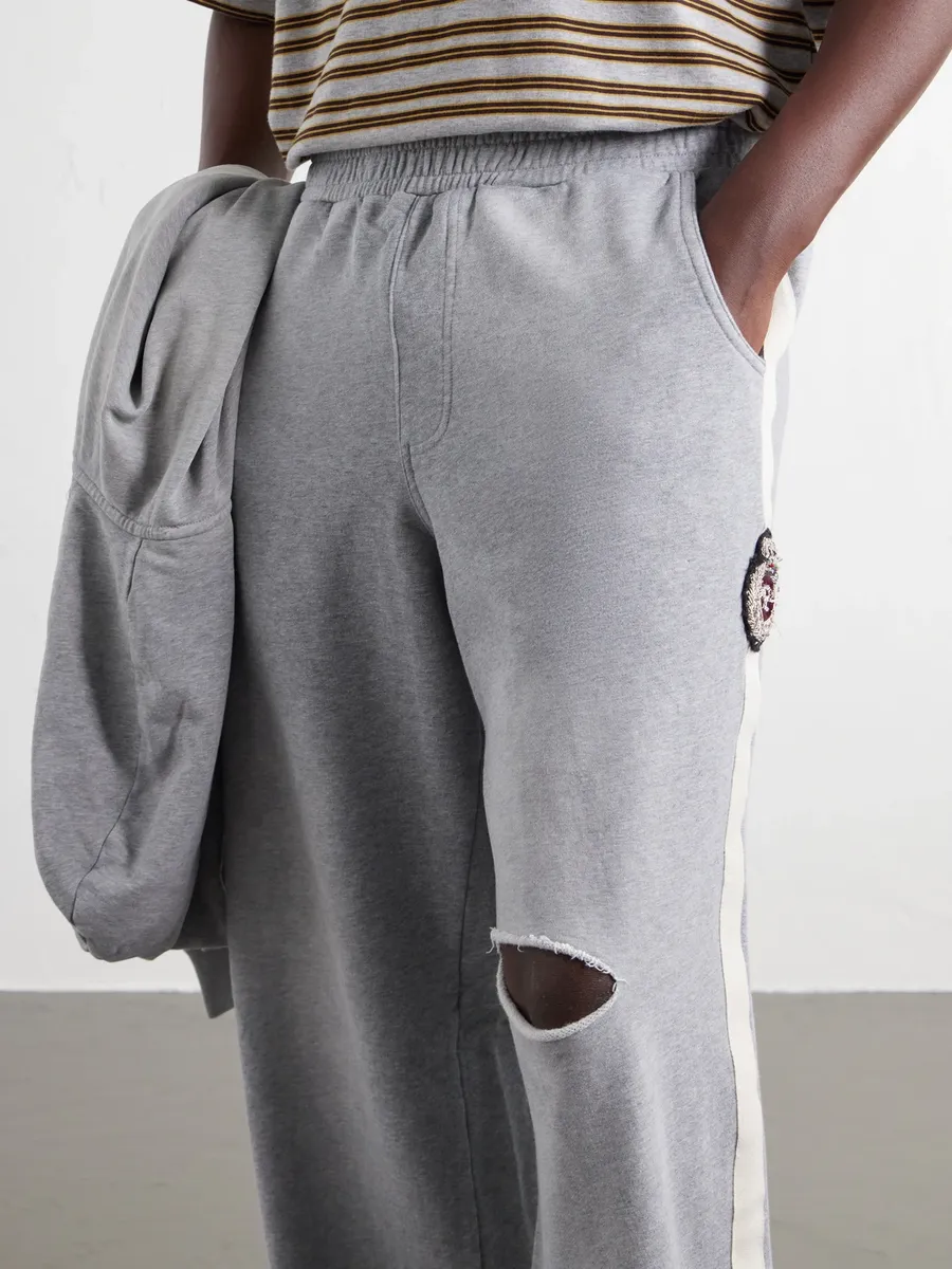 424 Wide-Leg Distressed Cotton-Jersey Sweatpants - Men | Thumbnail 5