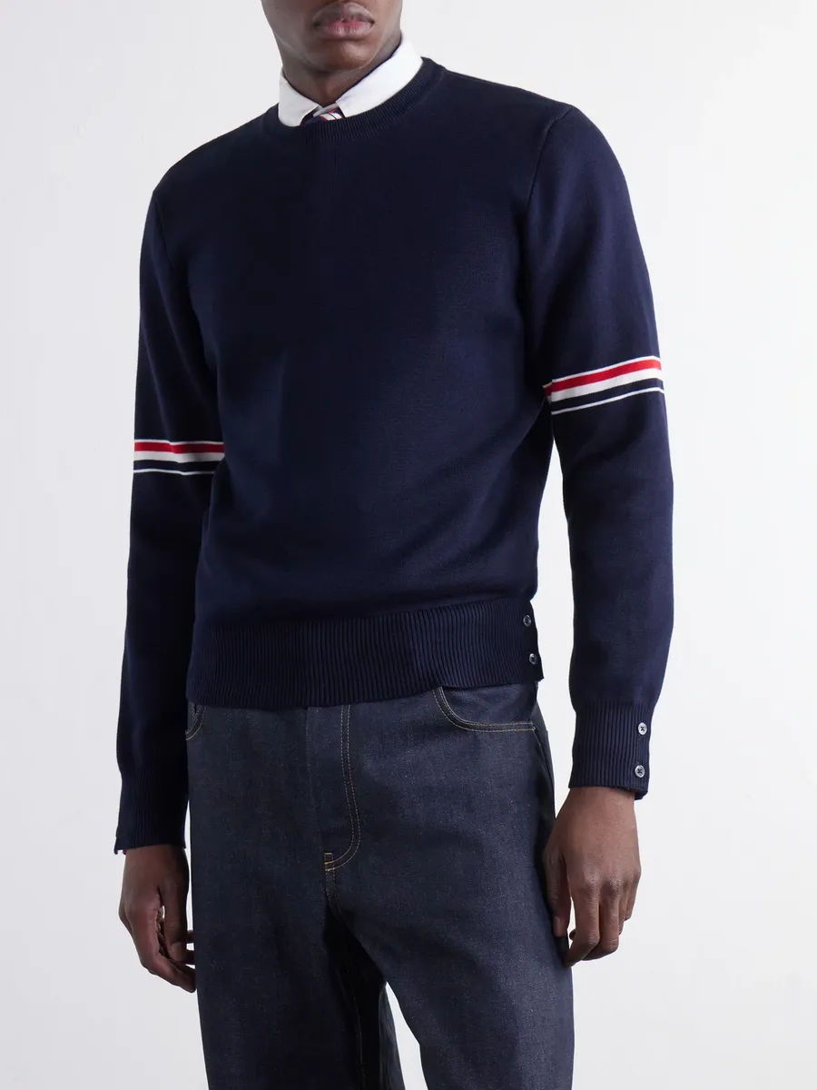Thom Browne Striped Cotton Sweater - Men | Thumbnail 3 Thom Browne Striped Cotton Sweater - Men | Thumbnail 3