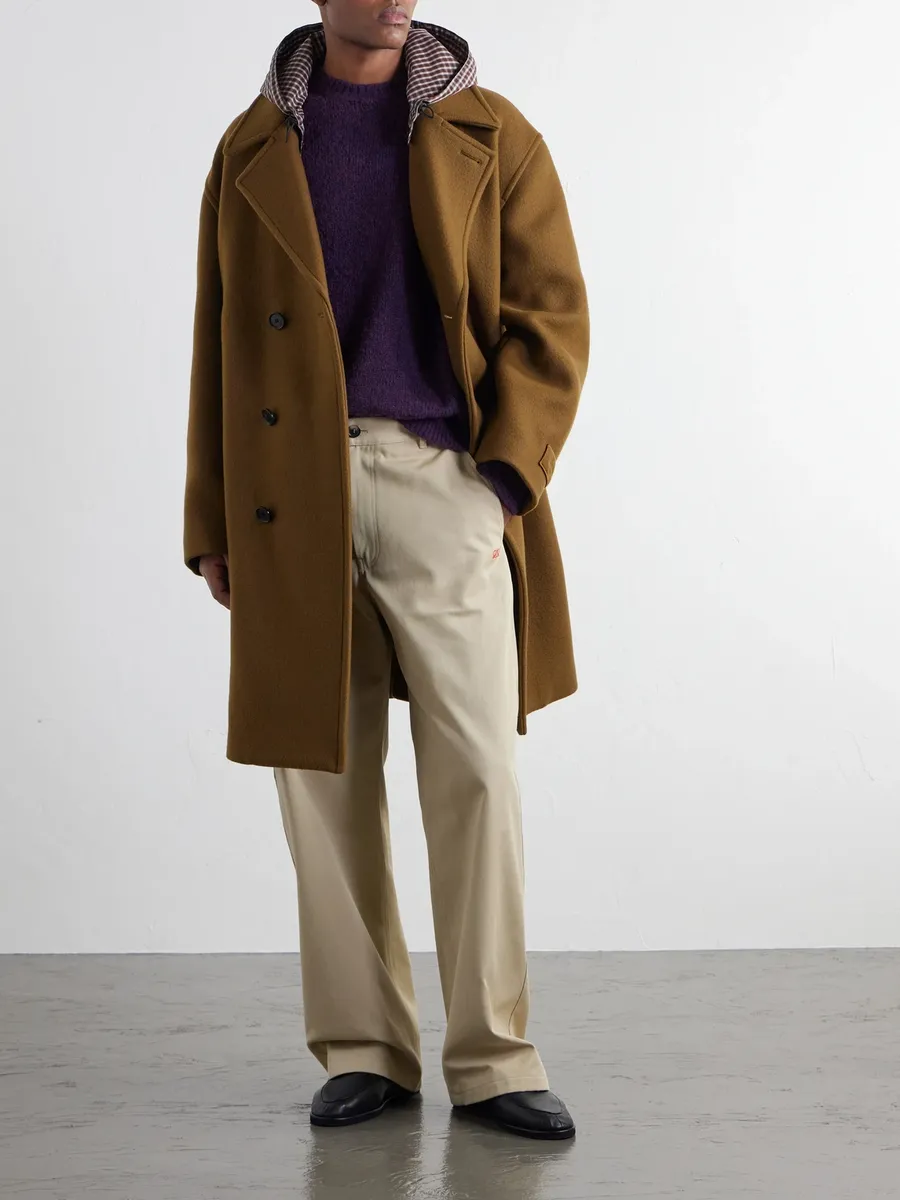 Loewe Double-Breasted Hooded Wool-Blend Felt Coat - Men | Thumbnail 2 Loewe Double-Breasted Hooded Wool-Blend Felt Coat - Men | Thumbnail 2