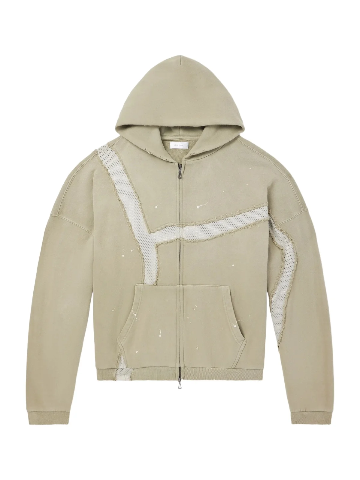 Mesh-Trimmed Paint-Splattered Cotton-Jersey Zip-Up Hoodie - Men Mesh-Trimmed Paint-Splattered Cotton-Jersey Zip-Up Hoodie - Men