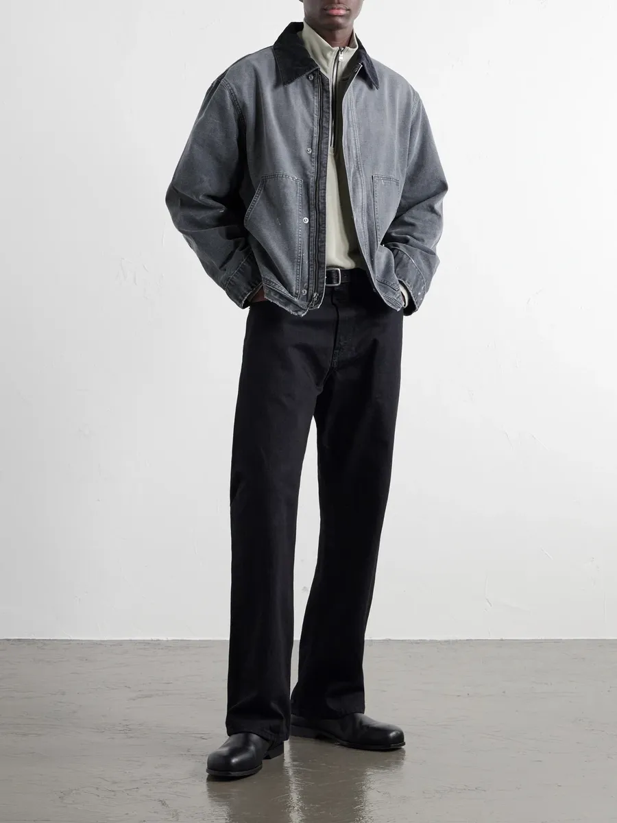 John Elliott Corduroy-Trimmed Paint-Splattered Denim Jacket - Men | Thumbnail 2