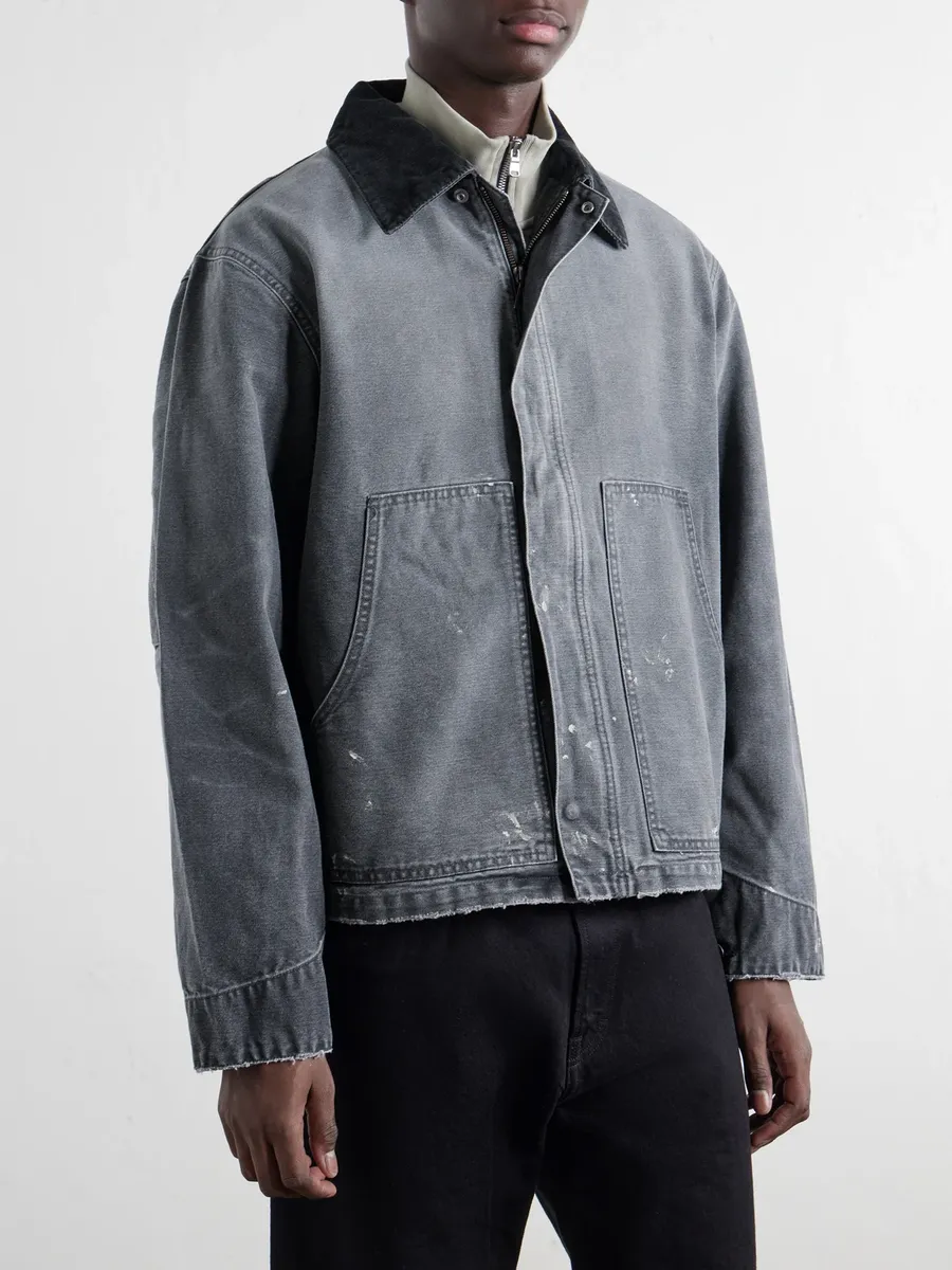 John Elliott Corduroy-Trimmed Paint-Splattered Denim Jacket - Men | Thumbnail 3