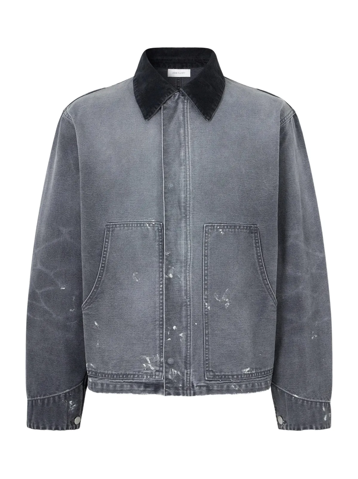 Corduroy-Trimmed Paint-Splattered Denim Jacket - Men