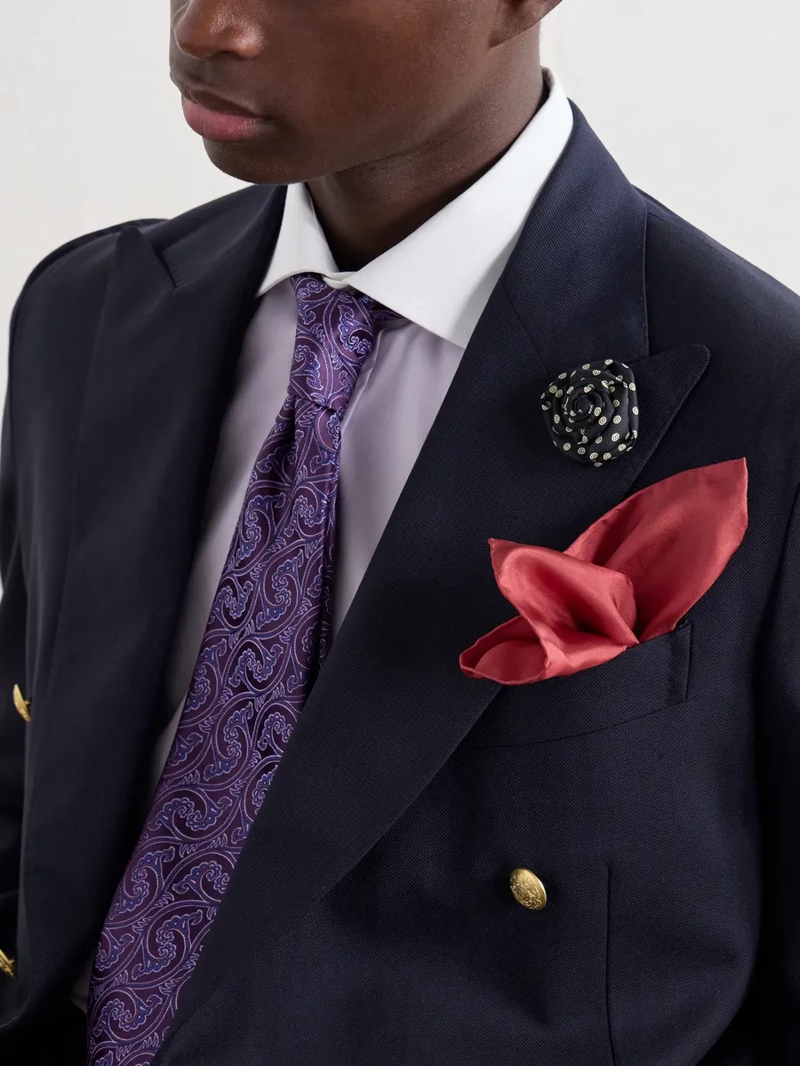 Charvet Printed Silk-Twill Lapel Pin - Men | Thumbnail 2 Charvet Printed Silk-Twill Lapel Pin - Men | Thumbnail 2