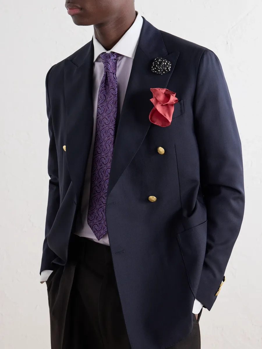 Charvet Printed Silk-Twill Lapel Pin - Men | Thumbnail 3 Charvet Printed Silk-Twill Lapel Pin - Men | Thumbnail 3