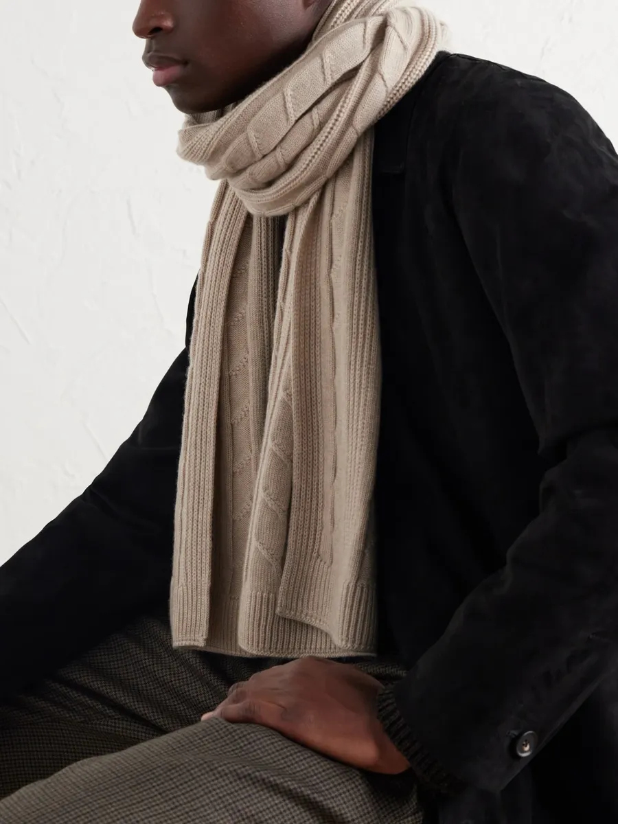 Zegna Cable-Knit Cashmere Scarf - Men | Thumbnail 3 Zegna Cable-Knit Cashmere Scarf - Men | Thumbnail 3