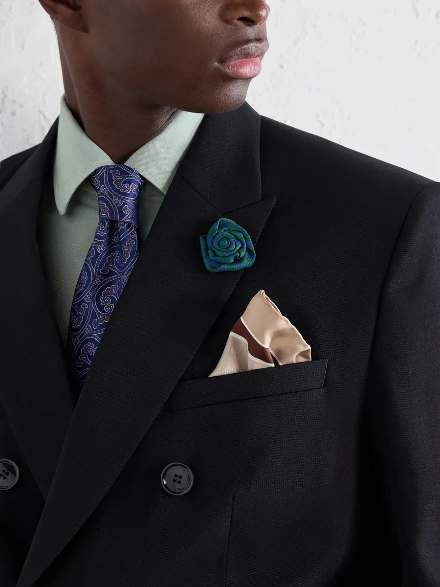 Charvet Printed Silk-Twill Lapel Pin - Men | Thumbnail 3 Charvet Printed Silk-Twill Lapel Pin - Men | Thumbnail 3