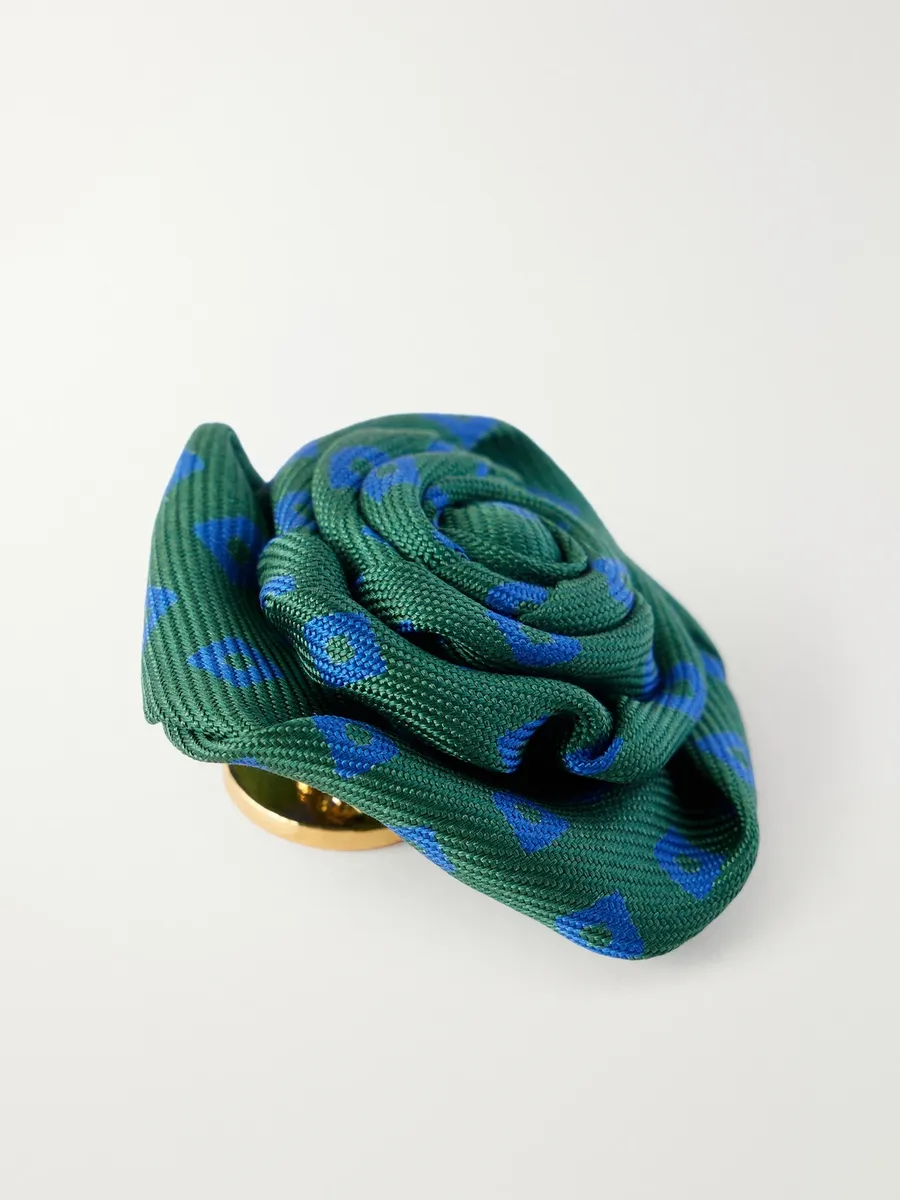 Charvet Printed Silk-Twill Lapel Pin - Men | Thumbnail 5 Charvet Printed Silk-Twill Lapel Pin - Men | Thumbnail 5