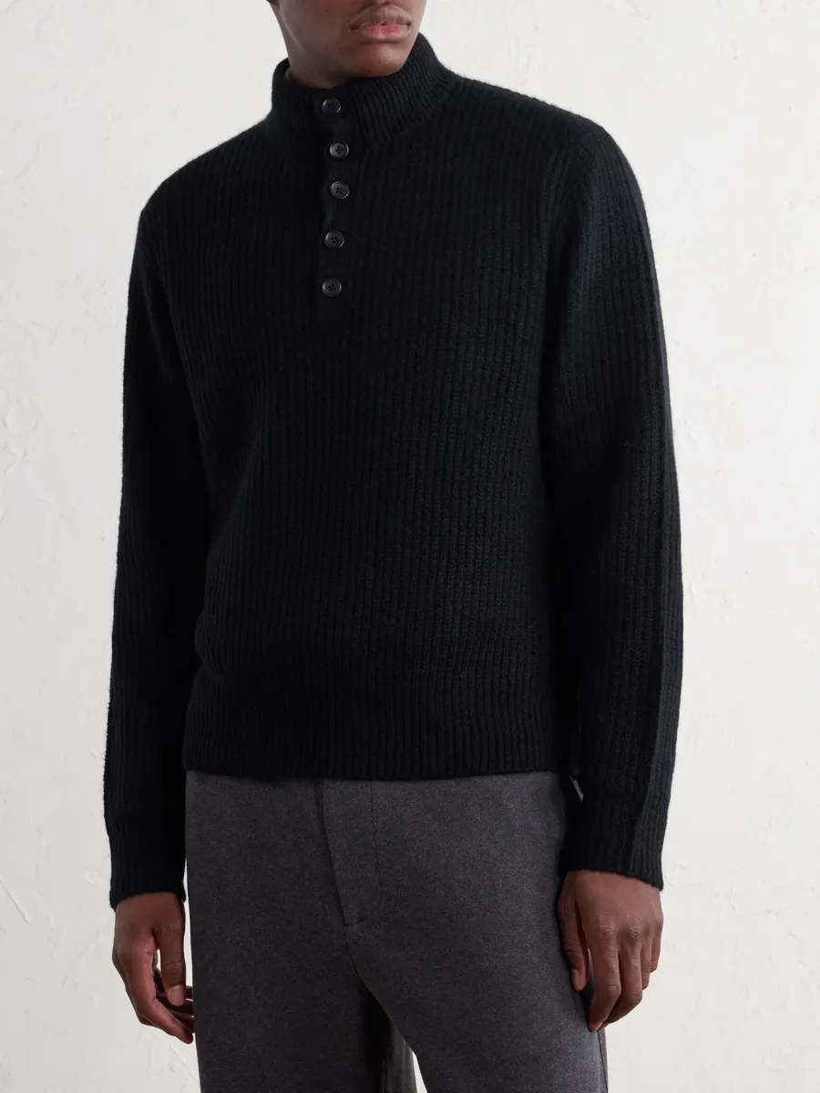 James Perse Ribbed Cashmere Polo Sweater - Men | Thumbnail 3 James Perse Ribbed Cashmere Polo Sweater - Men | Thumbnail 3
