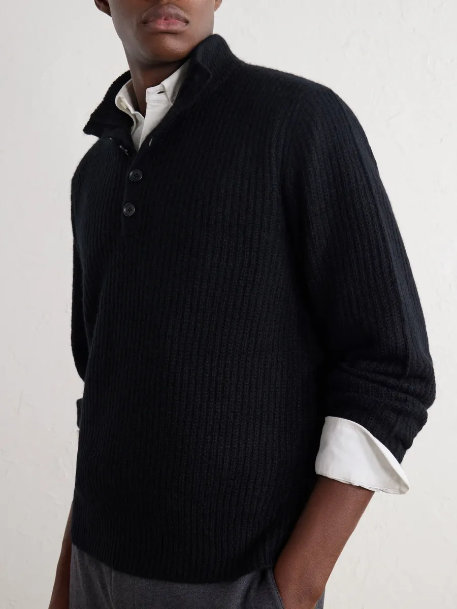 James Perse Ribbed Cashmere Polo Sweater - Men | Thumbnail 5 James Perse Ribbed Cashmere Polo Sweater - Men | Thumbnail 5