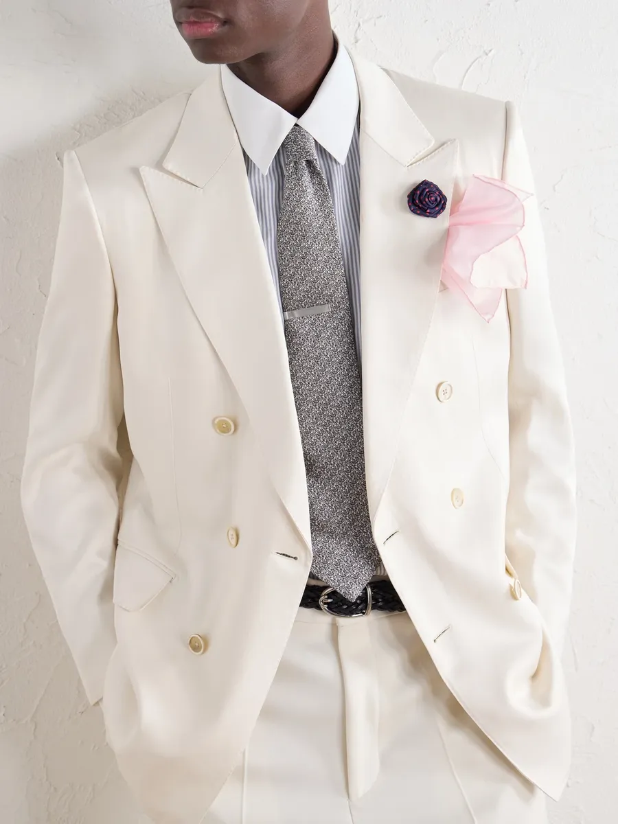 Charvet Polka-Dot Silk-Twill Lapel Pin - Men | Thumbnail 2 Charvet Polka-Dot Silk-Twill Lapel Pin - Men | Thumbnail 2