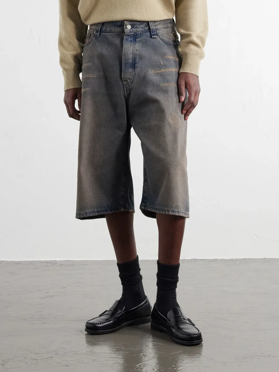 424 Big Daddy Wide-Leg Distressed Denim Shorts - Men | Thumbnail 3 424 Big Daddy Wide-Leg Distressed Denim Shorts - Men | Thumbnail 3