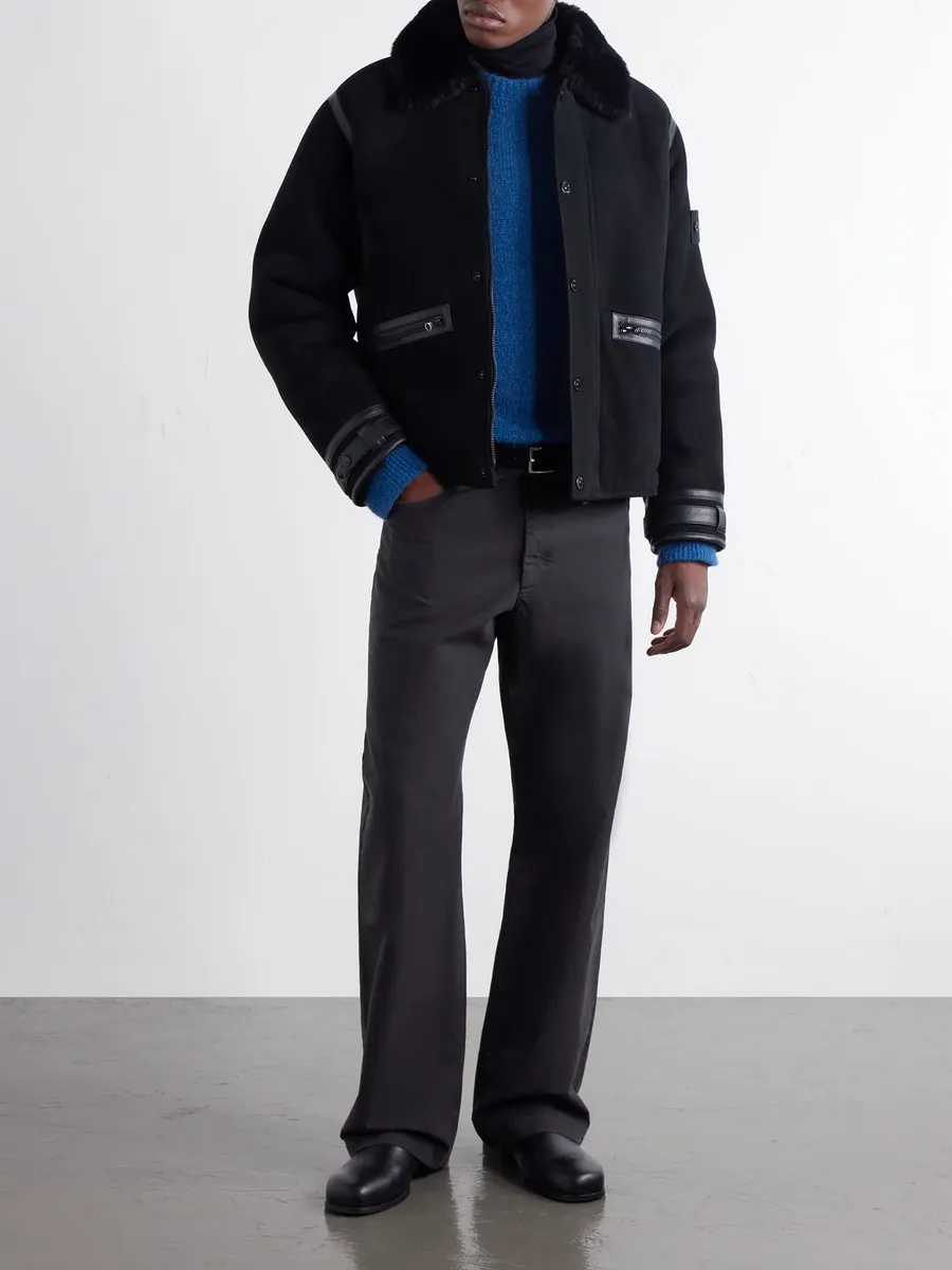 Stone Island GHOST Leather and Shearling-Trimmed Suede Jacket - Men | Thumbnail 2