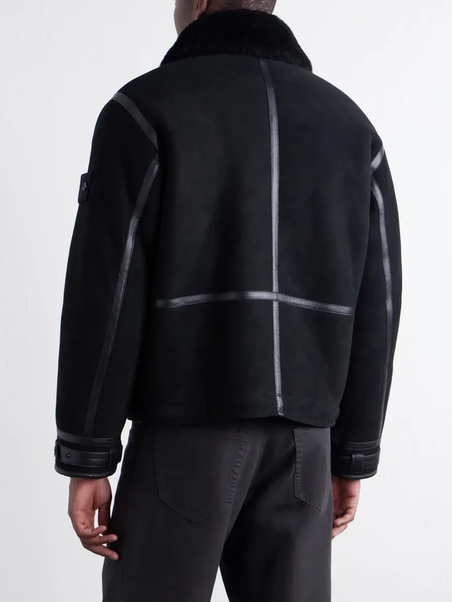 Stone Island GHOST Leather and Shearling-Trimmed Suede Jacket - Men | Thumbnail 4