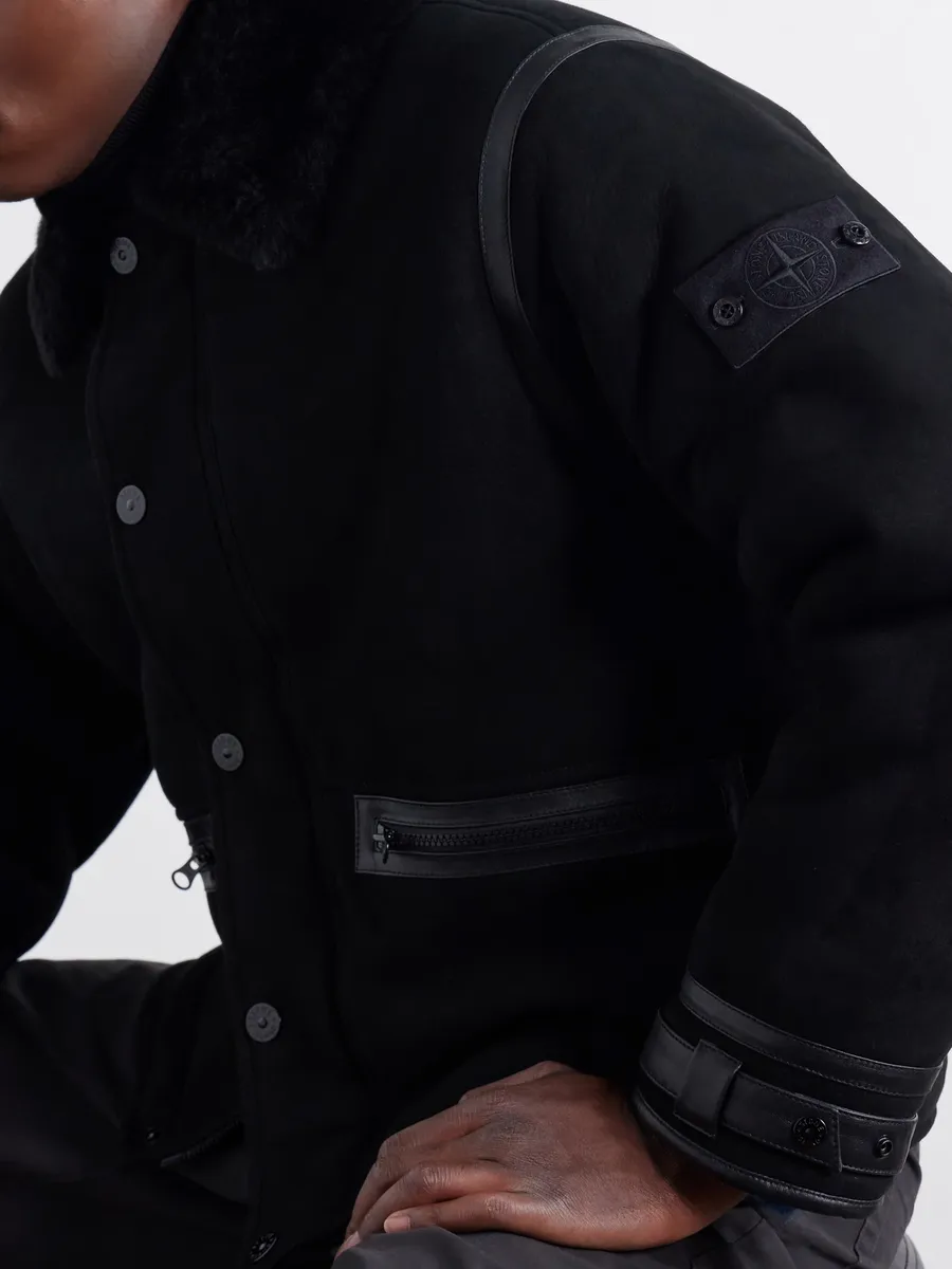 Stone Island GHOST Leather and Shearling-Trimmed Suede Jacket - Men | Thumbnail 5