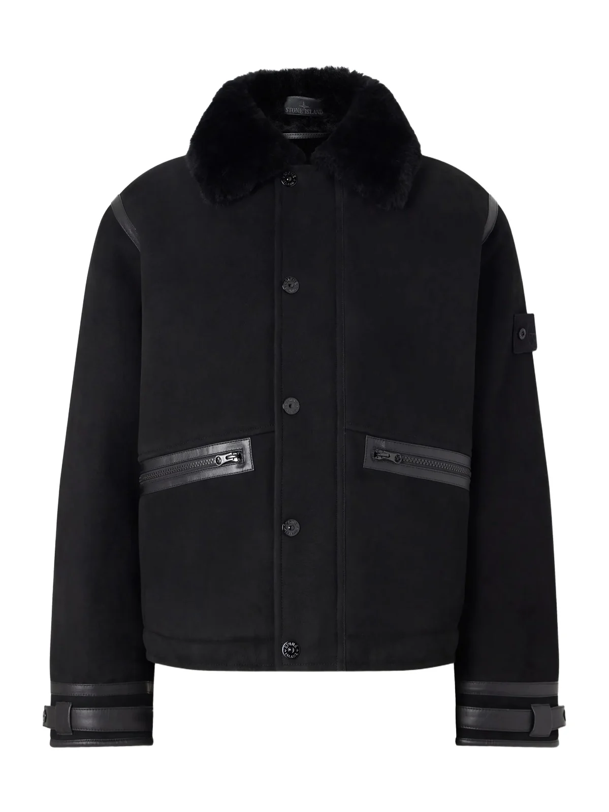 Stone Island GHOST Leather and Shearling-Trimmed Suede Jacket - Men