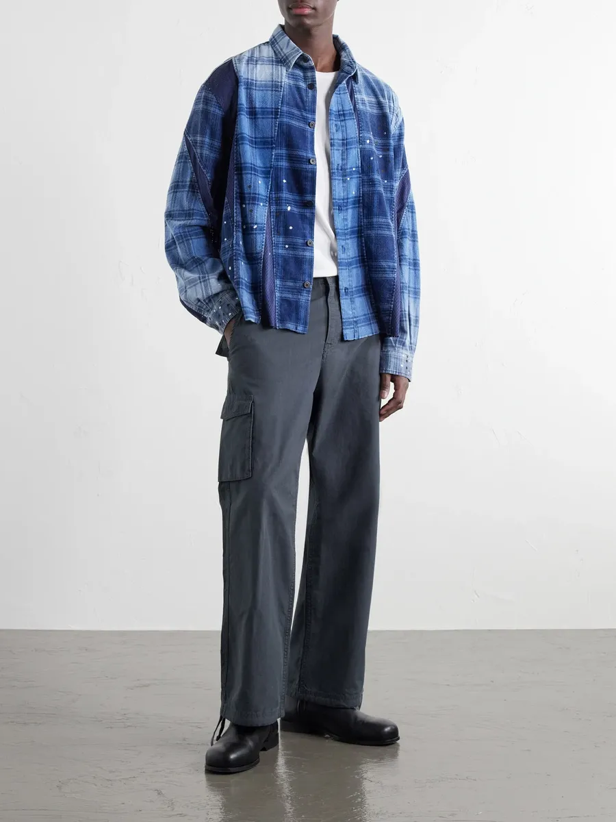 John Elliott Scar Paint-Splattered Checked Mesh-Trimmed Cotton-Flannel Shirt - Men | Thumbnail 2